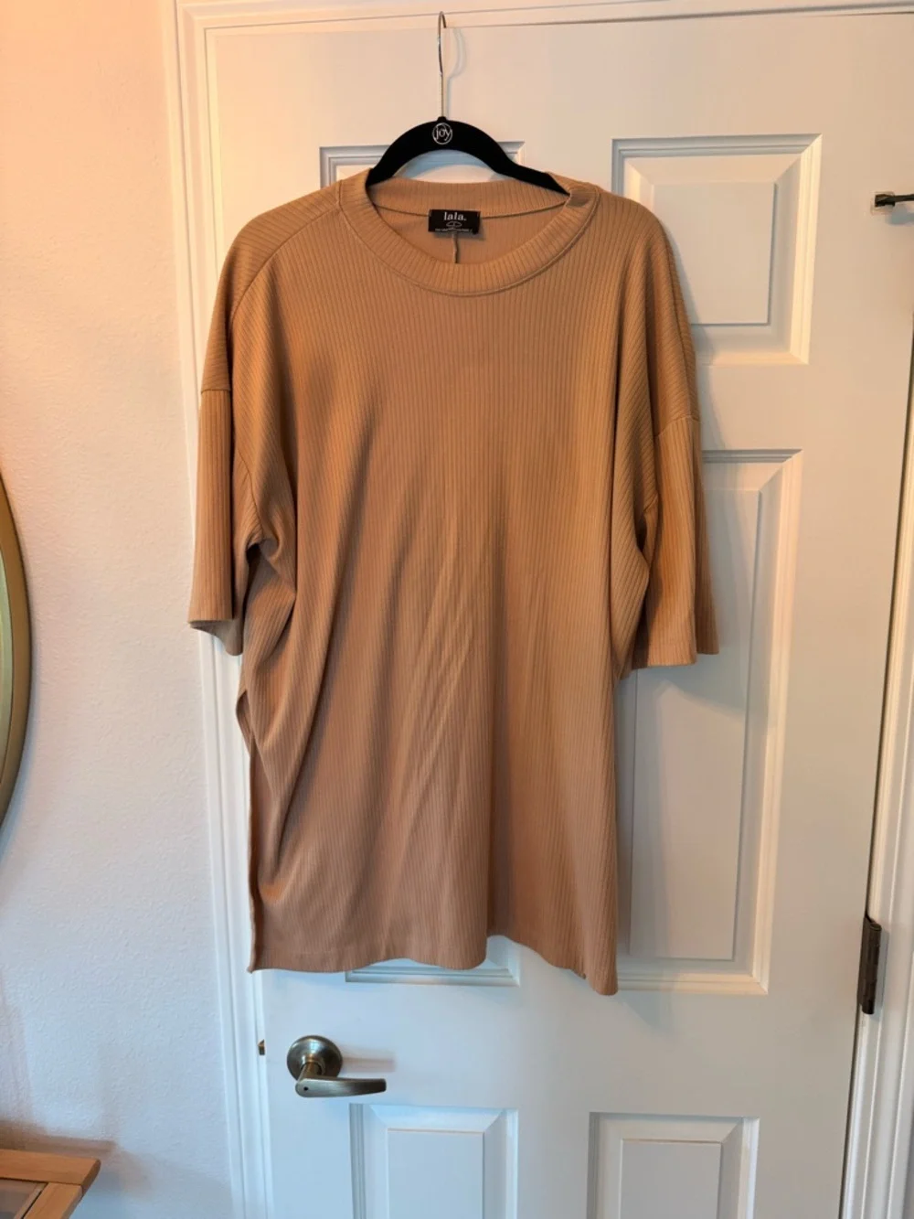 Dressed in LALA Beige Ribbed Lounge Pantsuit Set - Picture 2 of 4